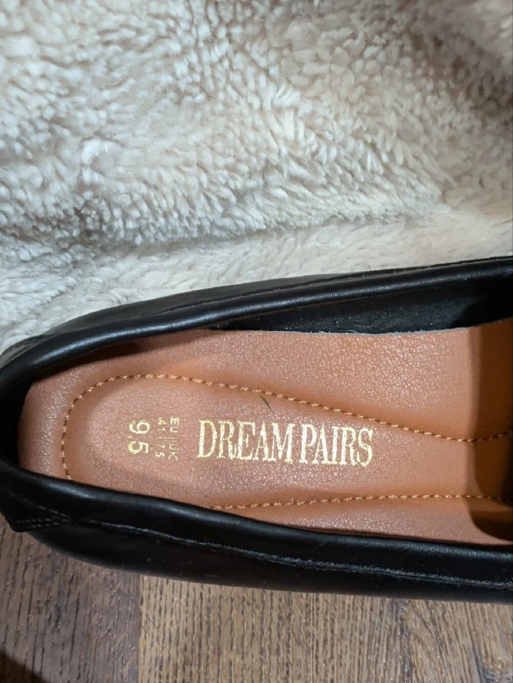 Dream Pairs Black Loafers with Gold Chain Accent